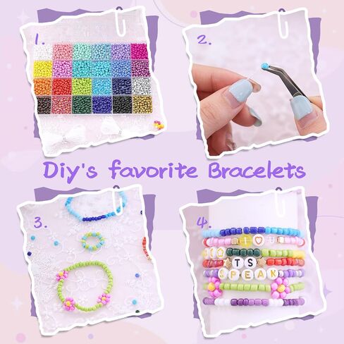 4500pcs Seed Beads 24 Colors 4mm Round Beads for Friendship Bracelet Making Kit Waist Small Bead Rainbow Beads for DIY Crafting 6/0 in Kuwait