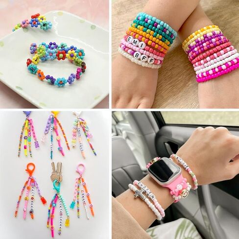 4500pcs حبات البذور 24 ألوان 4 ملم جولة الخرز لسوار الصداقة صنع الخصر حبات قوس قزح صغيرة لصياغة DIY 6/0 in Kuwait