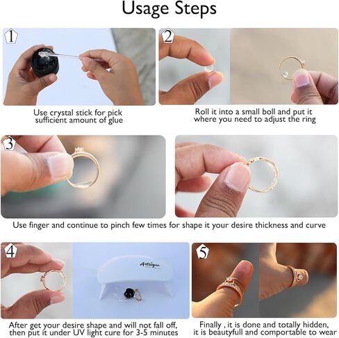 Invisible Ring Sizers for Loose Rings Fit for any Size and Shap Wedding Rings Women Men Resize Easy Application and Removal Invisible Traceless Glue Ring Resizer with UV LED Light in Saudi Arabia