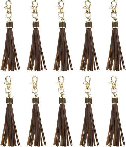 Uxcell 10pcs Pu Leather Leather شرابات ، 6 بوصات سحر شرابة السحر الساحر مع سحر جراد البحر لصنع المجوهرات ، حقيبة يد ، حرف DIY ، أحزمة الهاتف (برتقالي) in Saudi Arabia
