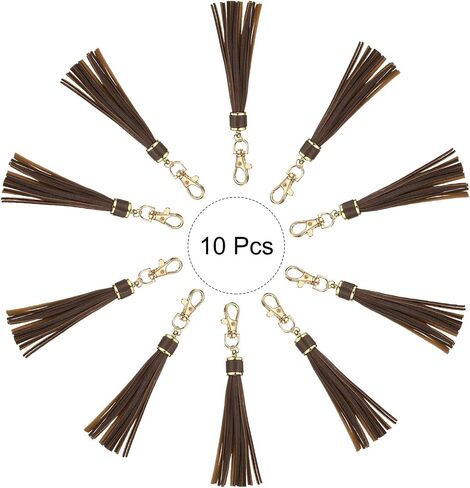 Uxcell 10pcs Pu Leather Leather شرابات ، 6 بوصات سحر شرابة السحر الساحر مع سحر جراد البحر لصنع المجوهرات ، حقيبة يد ، حرف DIY ، أحزمة الهاتف (برتقالي) in Saudi Arabia