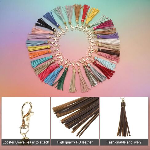 Uxcell 10pcs Pu Leather Leather شرابات ، 6 بوصات سحر شرابة السحر الساحر مع سحر جراد البحر لصنع المجوهرات ، حقيبة يد ، حرف DIY ، أحزمة الهاتف (برتقالي) in Saudi Arabia