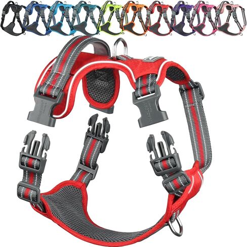 VIVAGLORY Dog Harness Easewalk No Pull Dog Harness with Handle & Front Back Clip for Training Lifting, Easy On Adjustable Padded No Pull for Pet & Puppy, S, Orange in Kuwait