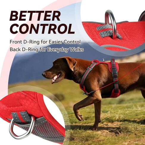 VIVAGLORY Dog Harness Easewalk No Pull Dog Harness with Handle & Front Back Clip for Training Lifting, Easy On Adjustable Padded No Pull for Pet & Puppy, S, Orange in Kuwait