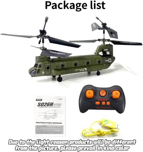RC Helicopter, S026H Dual-Rotor Transport Aircraft, 2.4G 3CH Remote Control Military Aerocraft Model (RTF Version/Army Green) in Saudi Arabia