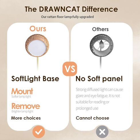 مصباح أرضية بوهو راتان مع الظل - 12W مصباح LED مشرق ، ارتفاع قابل للتعديل 48-60 بوصة ، والتحكم عن بعد 3 درجات حرارة لون ، وضوء قوس منسوف يدويًا لغرفة المعيشة in Kuwait