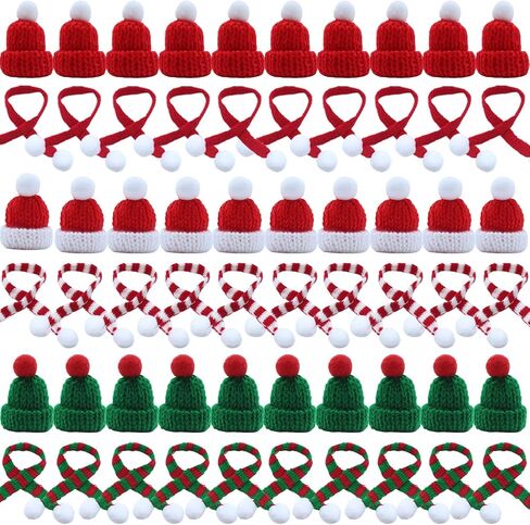 Mini Santa Hats ومجموعة وشاح عيد الميلاد ، 60 ٪ قبعات صغيرة للحرف اليدوية ، زينة عيد الميلاد لحلي الأشجار ، الفنون والحرف اليدوية ، ديكور دمية الثلج (60 ٪) in Kuwait