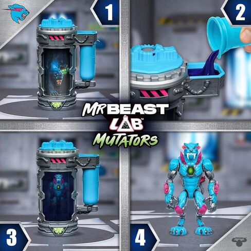 MRBEAST LAB Hyper Fusion Mutators, Experiment & Create The Fire Panther, Add Mutation Fluid, Press The Fingerprint Scanner & Reveal The Panther, Over 20 Points of Articulation, Collect All 3 in Kuwait