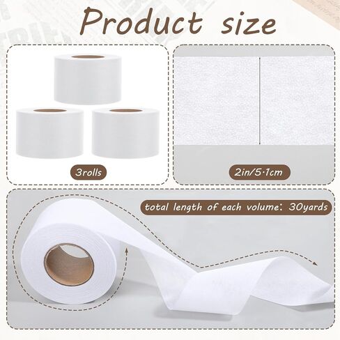 3 Rolls 2" Fusible Batting Tape for Quilting Sewing Tape Seam Binding Tapes 2" x 30 Yards/Roll White Fusible Interfacing Tapes Sheer in Saudi Arabia