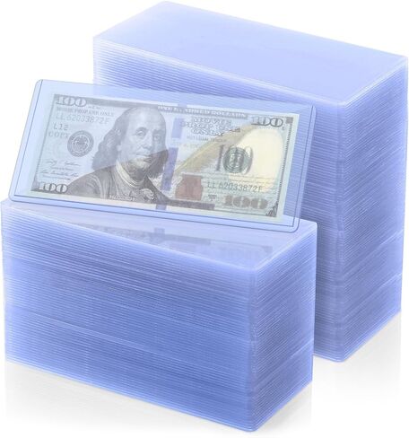 MOLAIN 100 PCS الأكمام الفاتورة الدولار الصافية ، حاملي العملة من أعلى إلى 6.8 × 2.9 في الأكمام المالية المقاومة للماء PVC Pill Bill حماة لختمات الأوراق النقدية المقتنيات in Saudi Arabia