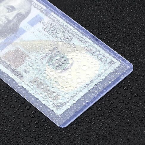 MOLAIN 100 PCS الأكمام الفاتورة الدولار الصافية ، حاملي العملة من أعلى إلى 6.8 × 2.9 في الأكمام المالية المقاومة للماء PVC Pill Bill حماة لختمات الأوراق النقدية المقتنيات in Saudi Arabia