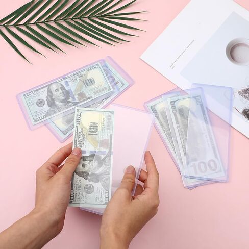 MOLAIN 100 PCS الأكمام الفاتورة الدولار الصافية ، حاملي العملة من أعلى إلى 6.8 × 2.9 في الأكمام المالية المقاومة للماء PVC Pill Bill حماة لختمات الأوراق النقدية المقتنيات in Saudi Arabia