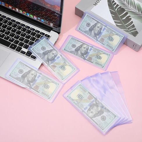 MOLAIN 100 PCS الأكمام الفاتورة الدولار الصافية ، حاملي العملة من أعلى إلى 6.8 × 2.9 في الأكمام المالية المقاومة للماء PVC Pill Bill حماة لختمات الأوراق النقدية المقتنيات in Saudi Arabia