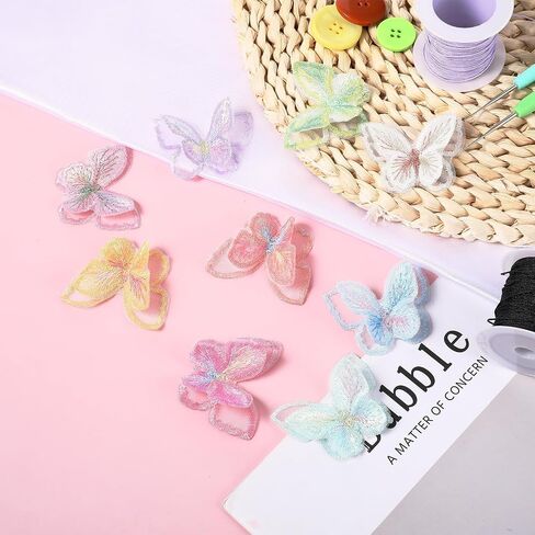 JIEYAO 18PCS متعدد الألوان طبقة عضوية البقع الفراشة الفراشة ، والخياطة على تطريز الفراشة بقع الدانتيل لالتزام الزفاف ملابس جينز قبعة الظهر الظهر الحلي in Saudi Arabia