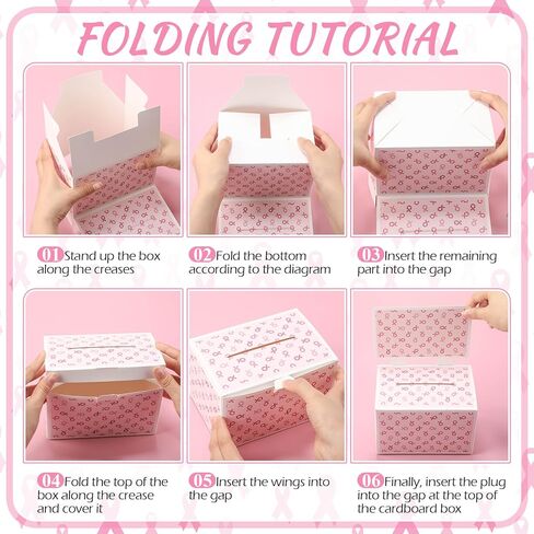 6 Pack Breast Cancer Awareness Donation Box, Pink Ribbon Suggestion Case for Fundraising, Cardboard Box for Breast Cancer Awareness Party Decoration Supplies Charity Event in Kuwait