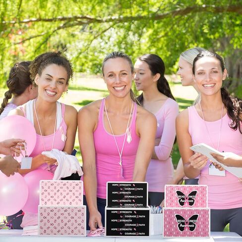 6 Pack Breast Cancer Awareness Donation Box, Pink Ribbon Suggestion Case for Fundraising, Cardboard Box for Breast Cancer Awareness Party Decoration Supplies Charity Event in Kuwait