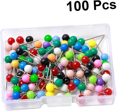 Gatuida 100Pcs Colorful Plastic Pearl Ball Head Straight Sewing Pins for Craft Decoration Dressmaking Quilting Durable Easy to See for Quilters and DIY Projects in Saudi Arabia
