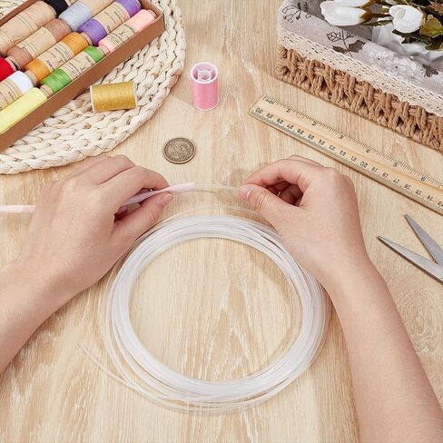 BENECREAT 10.94 Yards Clear & Uncovered Plastic Boning, Welt Cord Upholstery Piping, Translucent Plastic Boning Roll for DIY Making Handbags Hats Sofa Chair Runner Mattress Curtain in Saudi Arabia