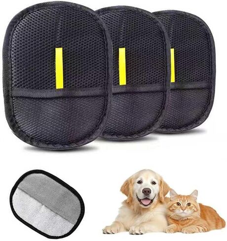 3-Pack Pet Hair Remover Brushing Gloves – Remove Fur from Clothing, Furniture, Car Seats, Bedding & Upholstery in Saudi Arabia