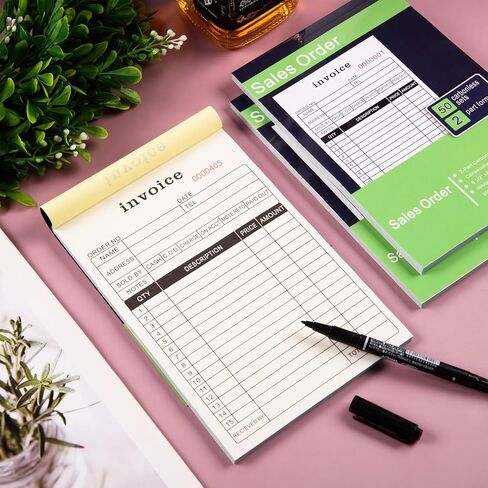 FOBSME Sales Order Books with 2-Part Carbonless Forms 8.27x5.51 Inch Invoice Books Receipt Record Book with Cardboard for Small Business Retail Stores (1 Pad,50 Sets Per Pad) in Saudi Arabia