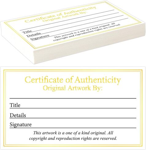 24 Pieces Certificate of Authenticity Premium Certificates Ideal for Valuations Collectibles and Artwork Gifts for Artists Artisans Handicraft Worker (3.5 x 2 Inch) in Kuwait