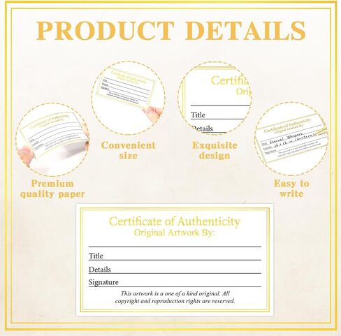 24 Pieces Certificate of Authenticity Premium Certificates Ideal for Valuations Collectibles and Artwork Gifts for Artists Artisans Handicraft Worker (3.5 x 2 Inch) in Kuwait