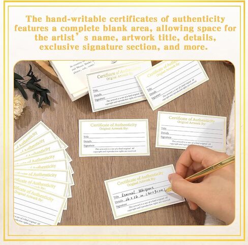 24 Pieces Certificate of Authenticity Premium Certificates Ideal for Valuations Collectibles and Artwork Gifts for Artists Artisans Handicraft Worker (3.5 x 2 Inch) in Kuwait