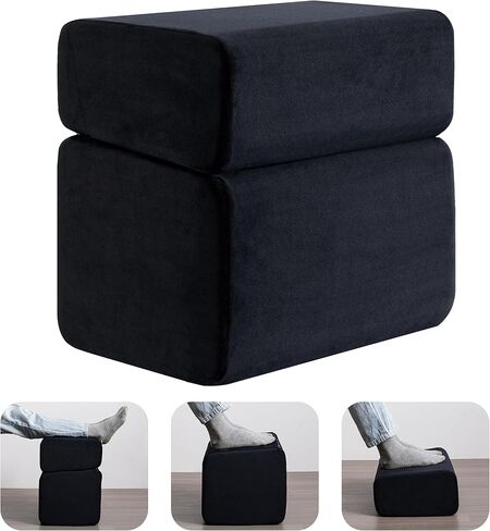 راحة قدم Ganondorf أسفل مكتب في العمل قابلة للتعديل قابلة للتعديل تحت المكتب براز القدم المريحة لوسادة الساق المكتبية للمكتب لمسند القدمين مع غطاء قابل للغسل ، أسود in Kuwait