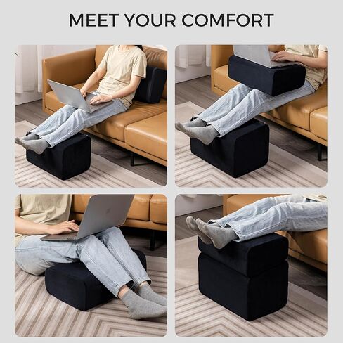 راحة قدم Ganondorf أسفل مكتب في العمل قابلة للتعديل قابلة للتعديل تحت المكتب براز القدم المريحة لوسادة الساق المكتبية للمكتب لمسند القدمين مع غطاء قابل للغسل ، أسود in Kuwait