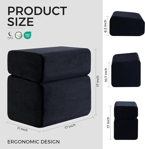 راحة قدم Ganondorf أسفل مكتب في العمل قابلة للتعديل قابلة للتعديل تحت المكتب براز القدم المريحة لوسادة الساق المكتبية للمكتب لمسند القدمين مع غطاء قابل للغسل ، أسود in Kuwait