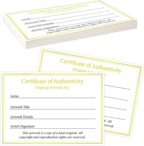 24 Pieces Certificate of Authenticity Premium Certificates Ideal for Valuations Collectibles and Artwork Gifts for Artists Artisans Handicraft Worker (3.5 x 2 Inch) in Kuwait