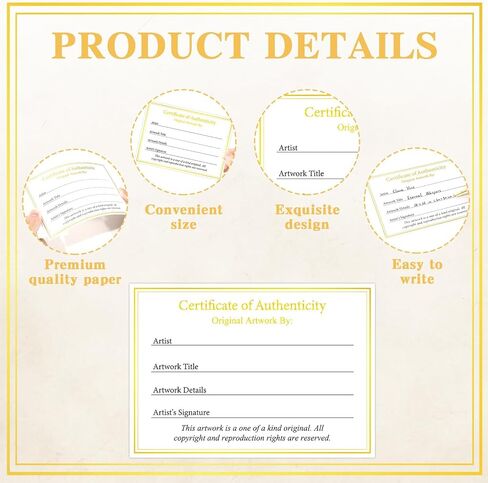 24 Pieces Certificate of Authenticity Premium Certificates Ideal for Valuations Collectibles and Artwork Gifts for Artists Artisans Handicraft Worker (3.5 x 2 Inch) in Kuwait