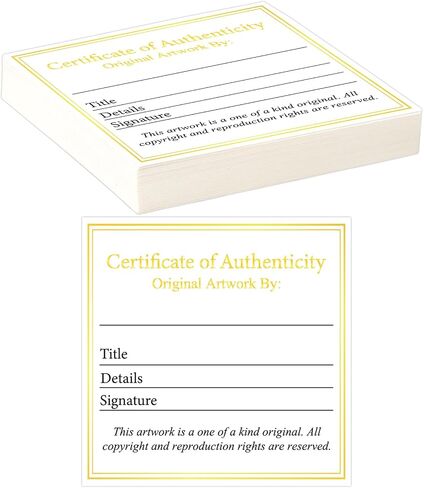 24 Pieces Certificate of Authenticity Premium Certificates Ideal for Valuations Collectibles and Artwork Gifts for Artists Artisans Handicraft Worker (3.5 x 2 Inch) in Saudi Arabia