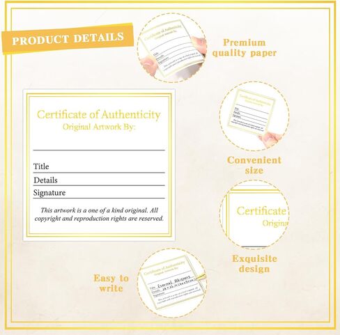 24 Pieces Certificate of Authenticity Premium Certificates Ideal for Valuations Collectibles and Artwork Gifts for Artists Artisans Handicraft Worker (3.5 x 2 Inch) in Saudi Arabia