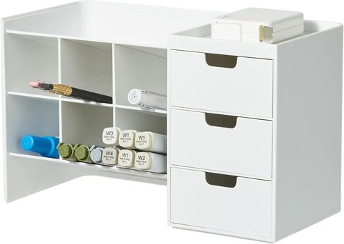 BLUE GINKGO Hive Stack Desk Organizer – Stackable Pen Holder, Stationary Organizer with Drawers - Office Storage, School Supplies, Makeup (Made in Korea, White) in Saudi Arabia