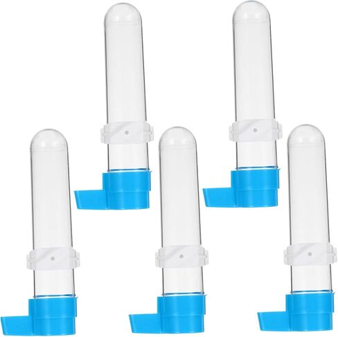 Happyyami 5pcs Bird Automatic Tharbrink Fountain Plastic Parrot Parrot Water Leader Beeder مع قاعدة زرقاء لإكسسوارات القفص سهلة التثبيت وموزعات المياه للحيوانات الأليفة للببغاء Cockatiel Conure in Saudi Arabia