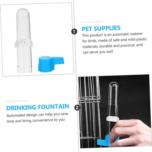 Happyyami 5pcs Bird Automatic Tharbrink Fountain Plastic Parrot Parrot Water Leader Beeder مع قاعدة زرقاء لإكسسوارات القفص سهلة التثبيت وموزعات المياه للحيوانات الأليفة للببغاء Cockatiel Conure in Saudi Arabia