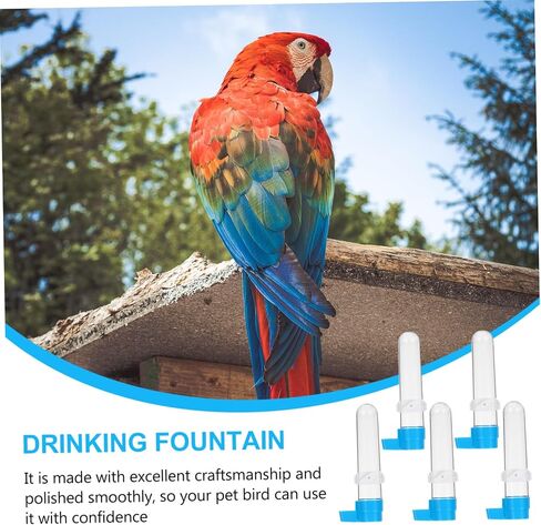 Happyyami 5pcs Bird Automatic Tharbrink Fountain Plastic Parrot Parrot Water Leader Beeder مع قاعدة زرقاء لإكسسوارات القفص سهلة التثبيت وموزعات المياه للحيوانات الأليفة للببغاء Cockatiel Conure in Saudi Arabia