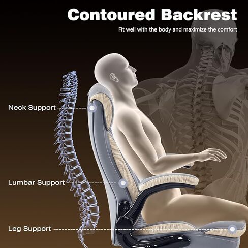كرسي تنفيذي ، كرسي مكتب مريح للخدمة الشديدة مع مقعد واسع للغاية ، وكراسي كمبيوتر جلدية كبيرة كبيرة وطويلة مع مسند الذراعين ، ودعم القطني ، الرمادي/الأزرق in Kuwait