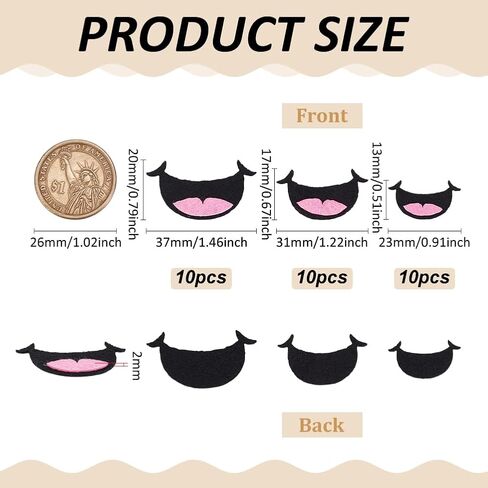 Fingerinspire 30 pcs شعرت بالدمى 3 الحجم الأسود الأسود أفواه Felts Felts دمية أفواه السلامة in Saudi Arabia