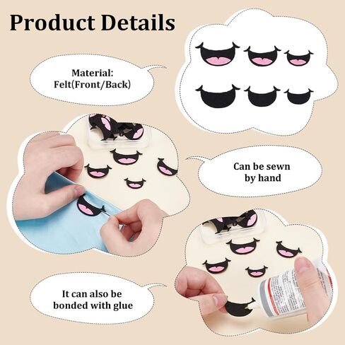 Fingerinspire 30 pcs شعرت بالدمى 3 الحجم الأسود الأسود أفواه Felts Felts دمية أفواه السلامة in Saudi Arabia