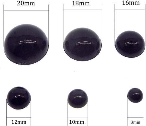 100 pcs أسود نصف عيون عيون مسطحة كابوشون للدمى DIY محشوة دمى أفخم صنع مشاريع قصاصات (8 مم) in Saudi Arabia