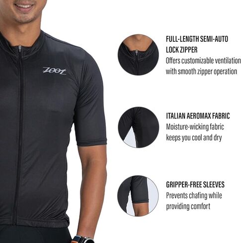 Zoot Men's Core Cycling Jersey, Breathable Short Sleeve Road Bike Tri Jersey, Moisture Wicking, 3 Rear Pockets, UPF 30 Fabric in Kuwait