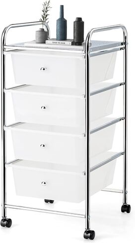 Rolling Storage Cart with 4 Drawers, Crafts, Arts, Hobbies and School Supplies Organizer, Mobile Utility Cart with Wheels for Home Office Classroom (Black) in Kuwait