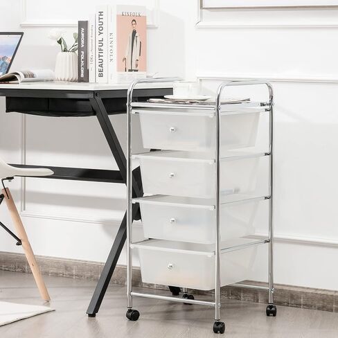 Rolling Storage Cart with 4 Drawers, Crafts, Arts, Hobbies and School Supplies Organizer, Mobile Utility Cart with Wheels for Home Office Classroom (Black) in Kuwait