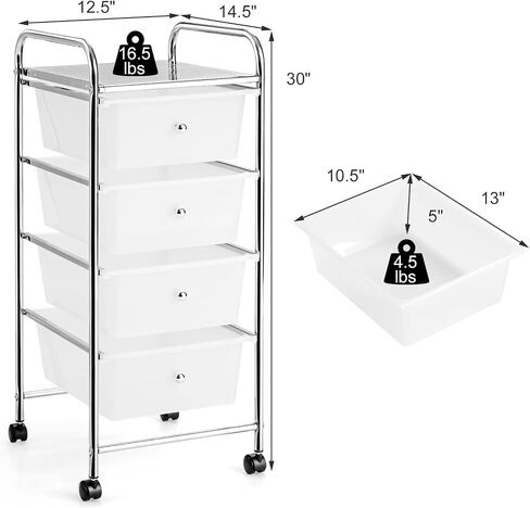 Rolling Storage Cart with 4 Drawers, Crafts, Arts, Hobbies and School Supplies Organizer, Mobile Utility Cart with Wheels for Home Office Classroom (Black) in Kuwait