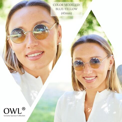 OWL Round Retro Small Circle Tint & Mirror عدسات ملونة 43-55 ملم نظارة شمسية معدنية in Saudi Arabia