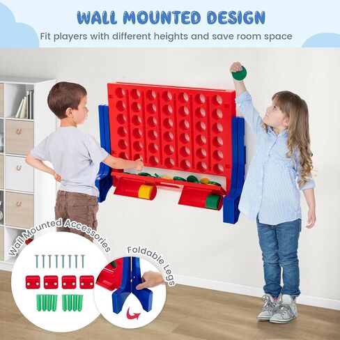 Honey Joy Giant 4 على التوالي ، GALETED AND WALL و TAPITOP Four Connect Game ، لعبة لوح داخلي خارجية للبالغين ، غرفة الطابق السفلي ، مجموعة لعبة Jumbo من 4 إلى درجات مع حقيبة حمل و 42 قطعة نقدية in Saudi Arabia