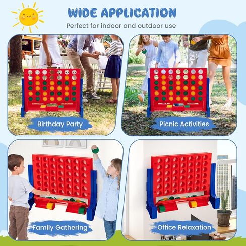 Honey Joy Giant 4 على التوالي ، GALETED AND WALL و TAPITOP Four Connect Game ، لعبة لوح داخلي خارجية للبالغين ، غرفة الطابق السفلي ، مجموعة لعبة Jumbo من 4 إلى درجات مع حقيبة حمل و 42 قطعة نقدية in Saudi Arabia
