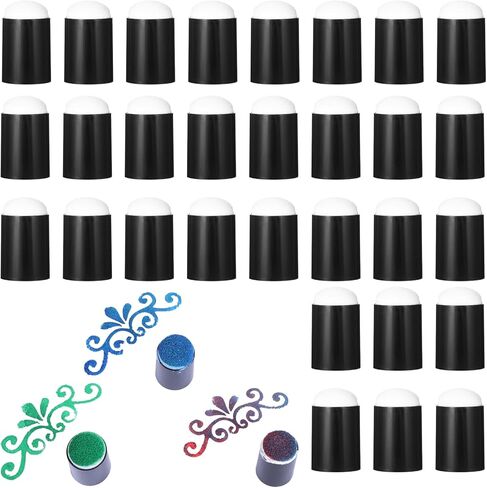 30 pcs أصابع الإسفنج daubers أصابع اللوحة الحرف الرسم اسفنجة dauber مجموعة أصابع مفيدة لبطاقة الطلاء الوجه تطبيق ونشر بطاقة طباشير الطلاء الحبر in Kuwait